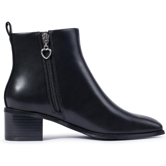 Genshuo Ankle Boot Women Size (7-9) Black Polyurethane Zipper Chunky Heel - Picture 3 of 9